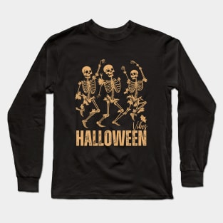 Vintage Halloween Dancing skeleton Funny Long Sleeve T-Shirt